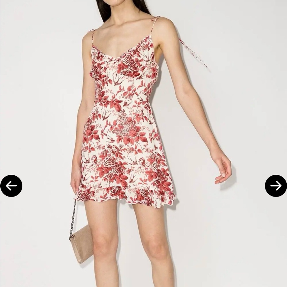 Reformation Esther mini dress in red floral print, size 8-10